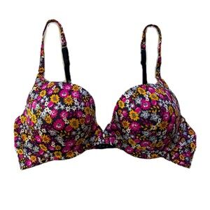 Daisy Fuentes ~ Womens Bra Push Up Floral Underwire Smooth Cup ~ 36C